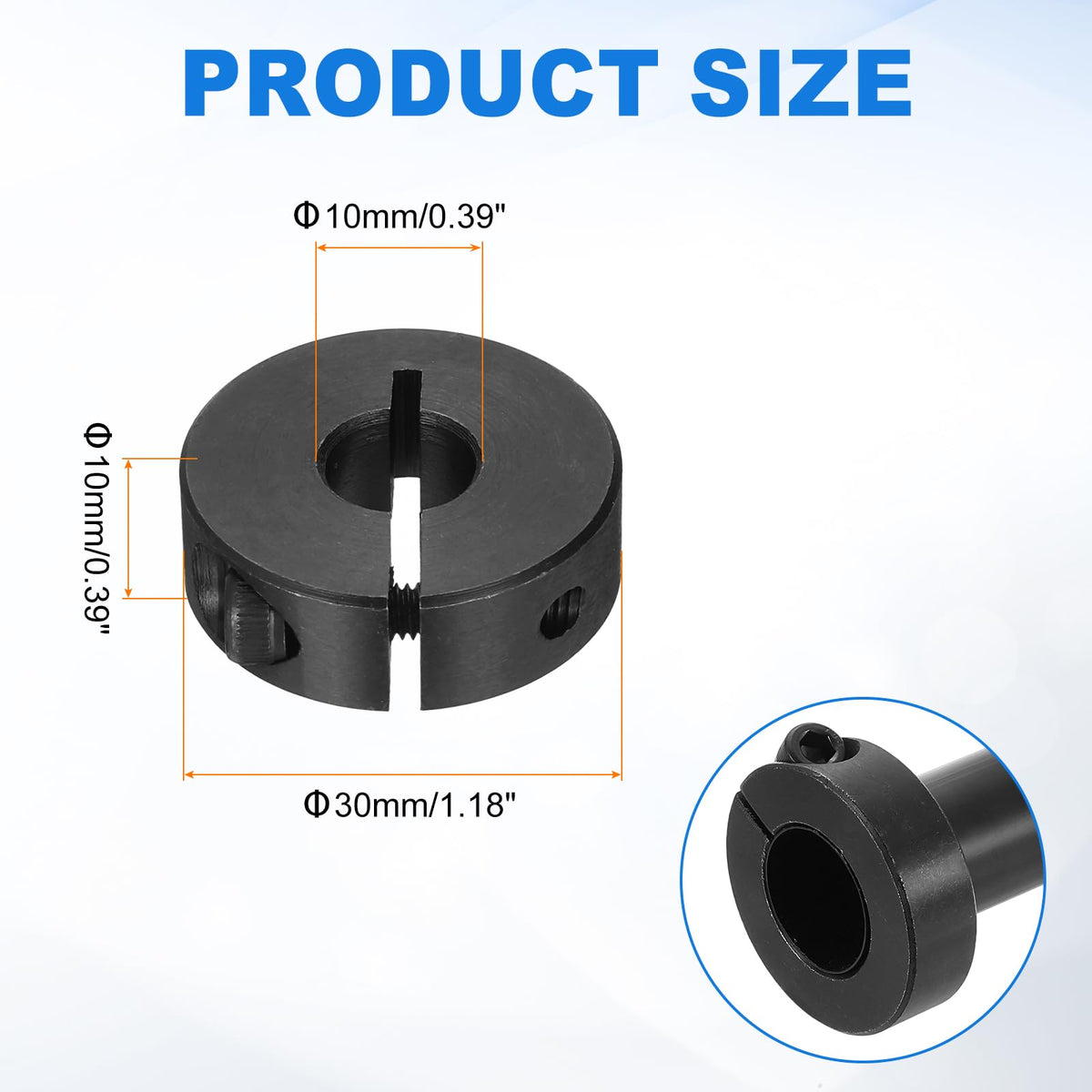 uxcell 2pcs Single Split Shaft Collar 10mm Carbon Steel Black Oxide