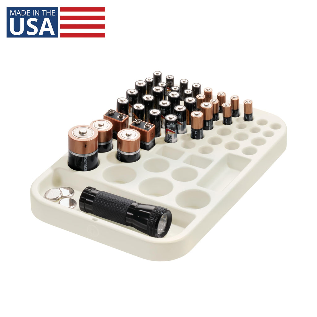 Plastic Divided Battery Organizer Insert, Coconut