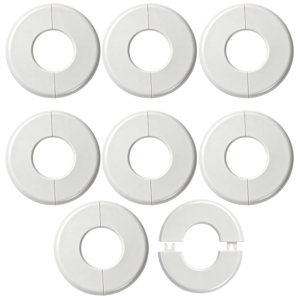 8 Pcs White Wall Split Flange, 2" ID 4-1/2" OD ABS Pipe Cover Plate