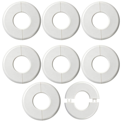 8 Pcs White Wall Split Flange, 2" ID 4-1/2" OD ABS Pipe Cover Plate