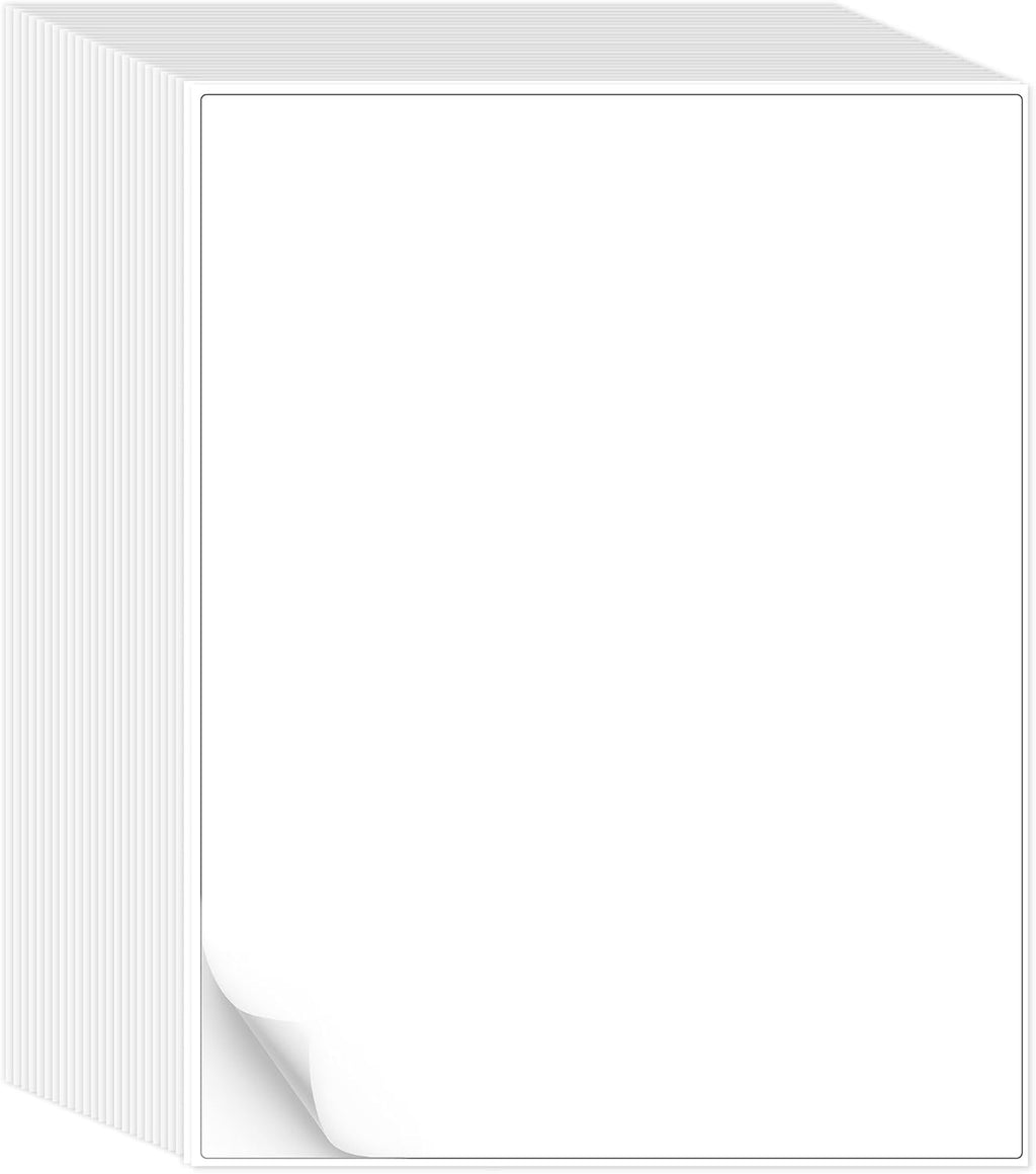500 Sheets Matte Sticker Paper Full-Sheet 8-1/2" x 11" Self Adhesive Shipping Labels for Laser & Inkjet Printers