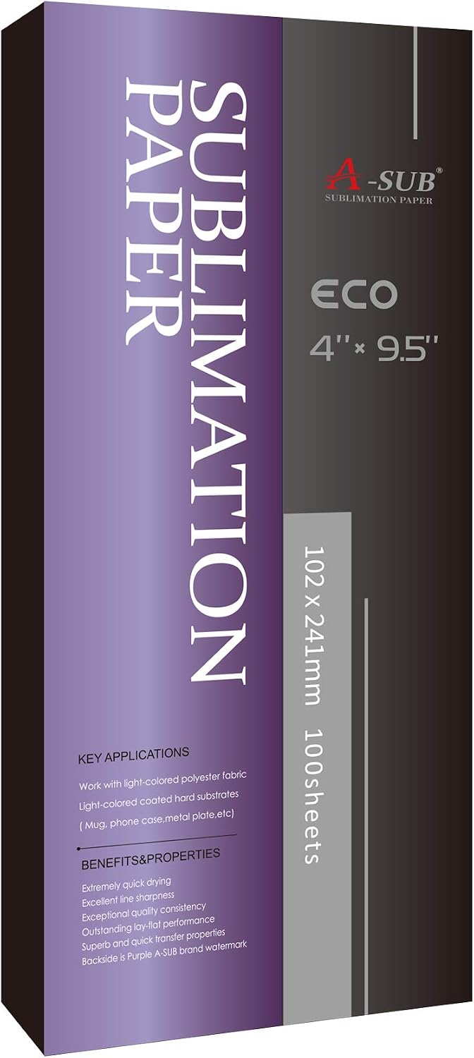 Sublimation Paper 4x9.5 Inch, 125gsm | 100 Sheets, Compatible with Inkjet Printer with Sublimation Ink