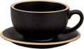 Vintage Design 12 oz Ceramic Latte Art Cappuccino Barista Cup with Saucer (Rough Black)