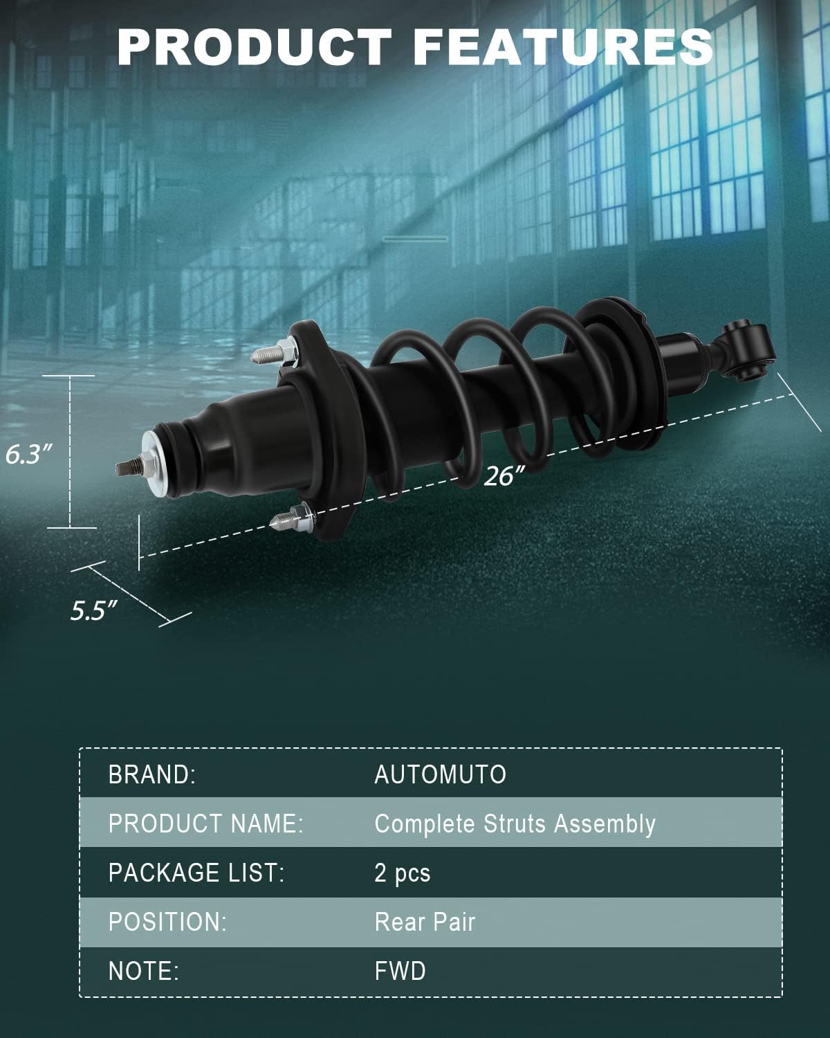 AUTOMUTO Strut Spring Assembly Rear Shock Absorber for Honda Civic 2001-05