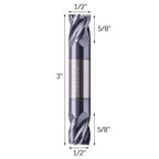 5Pcs 1/2" 4 Flute Solid Carbide Square End Mill - Double End - AlTiN Coated