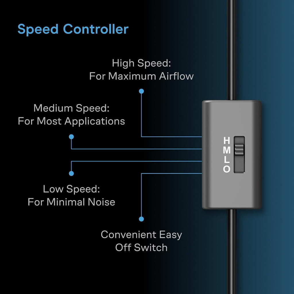 AC Infinity MULTIFAN S2, Ultra-Quiet 120mm USB Blower Fan w/ Speed Control