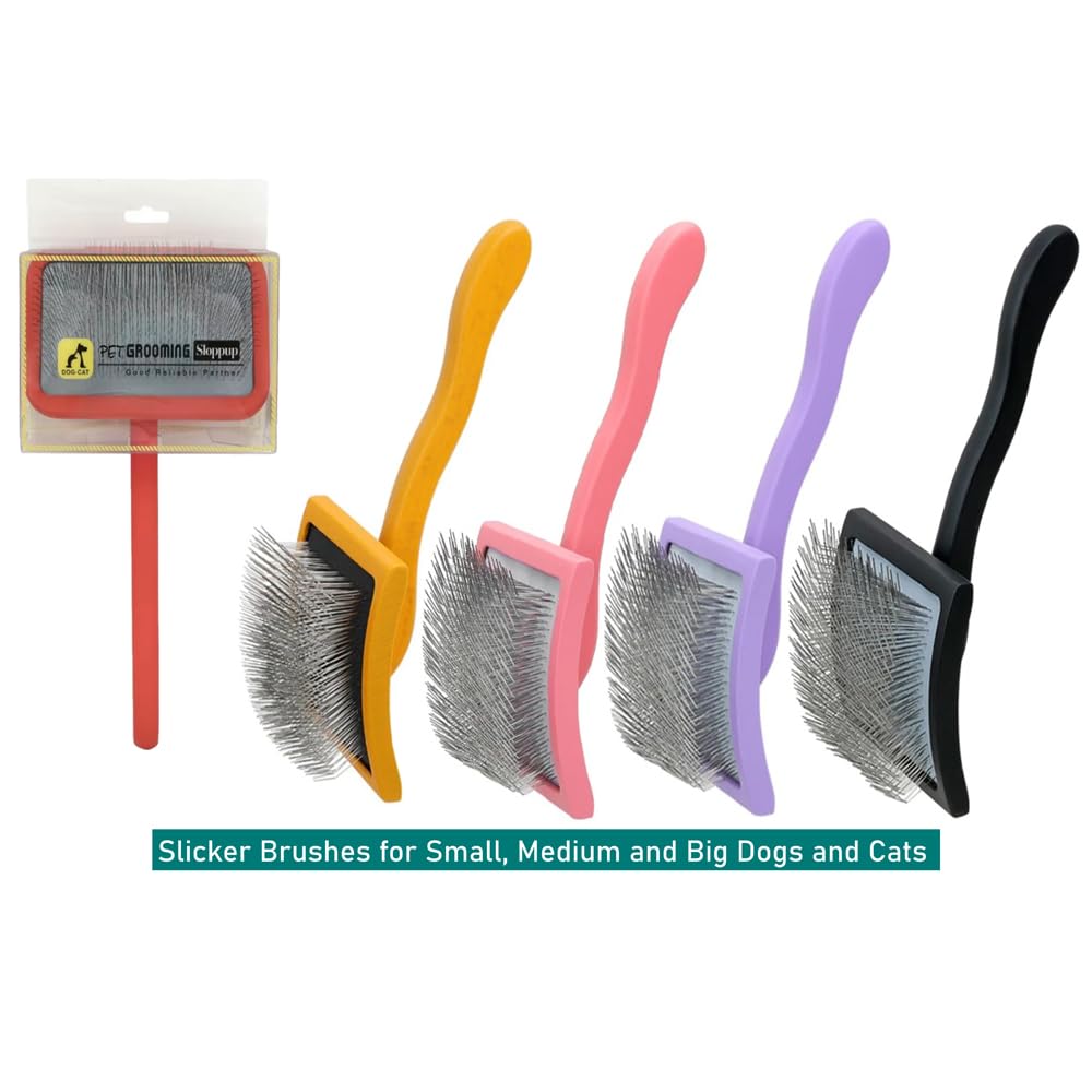 Slicker Brush Perfect For Dogs and Cats (Big and Medium Dogs, Goldendoodles, Labradoodles, Poodles and Cats) Curved