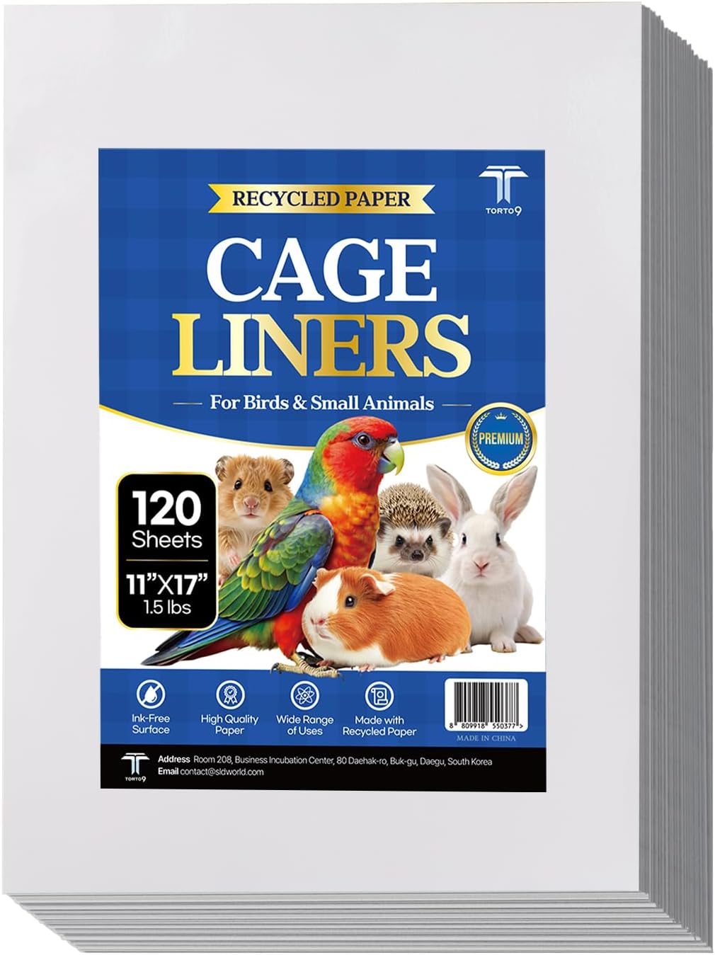 TORTO9 Cage Liner Sheets for Birds – 120 Pack, 11 x 17 in, 1.5 lb | Acid-Free & Non-Toxic Paper | Safe Pet Bedding