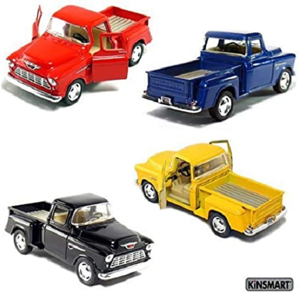 1955 Chevrolet Stepside Pickup Truck 5 Inch 1:32 Scale Die Cast Metal Little Truck (-4Set)