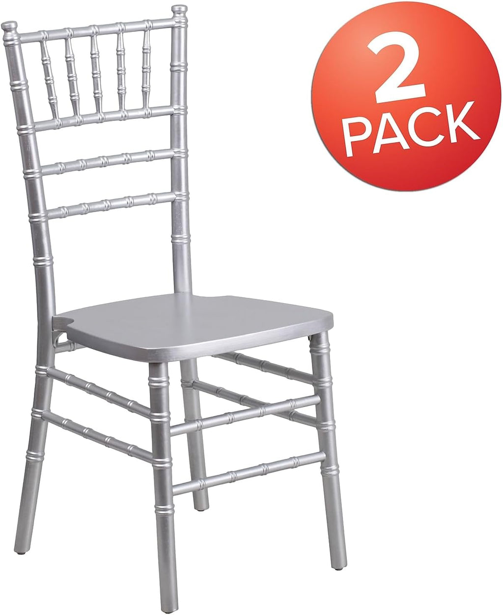 2 Pack HERCULES Series Silver Wood Chiavari Chair