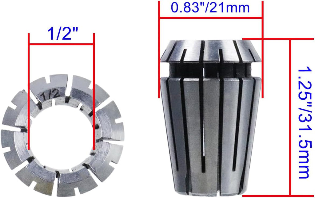 ER20 1/2 Dia Spring Collet Chucks for CNC Clamping Device Engraving Machine -2pcs