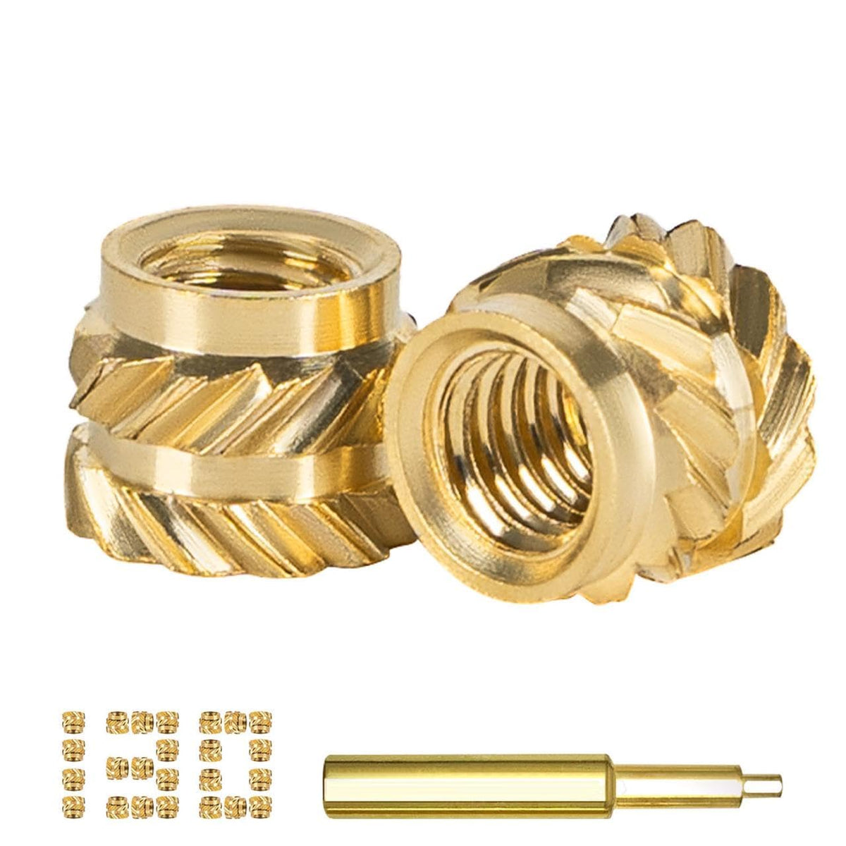 QSJ 130Pcs Threaded Inserts Heat Set Inserts Kit M3x4x5 Brass Insert Nut with Soldering Iron Tip for 3D Printed Plastic Materials
