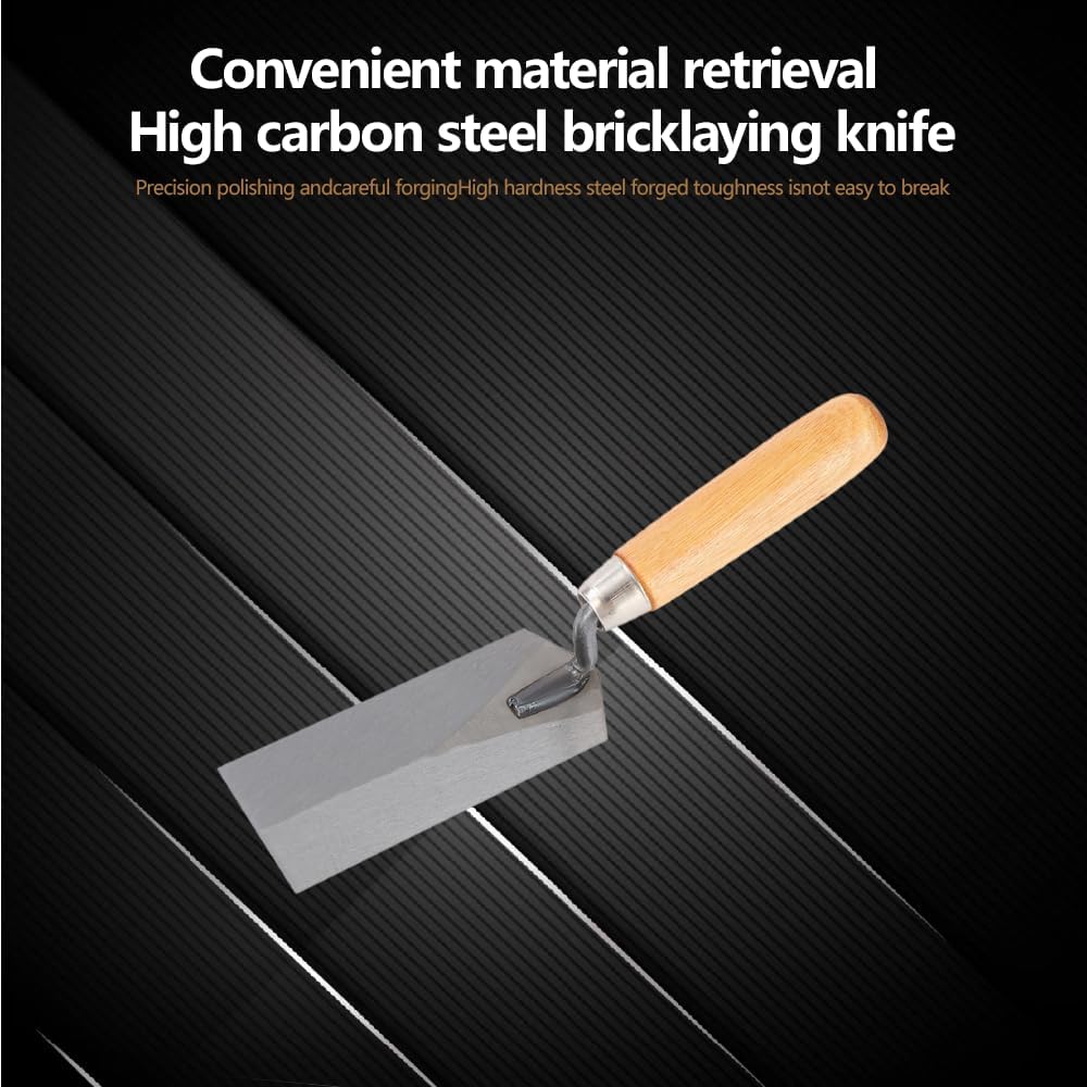 Steel Masonry Margin Trowel, 5 x 2 Inch Blade, Wooden Handle, Professional Construction Tool for Bricklaying and
