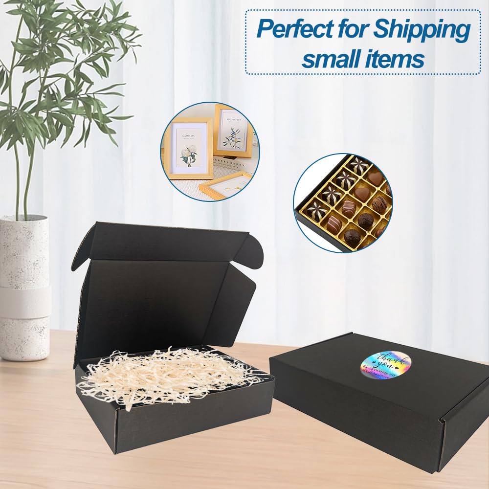 50 Pack 9x6x2'' Small Shipping Boxes, Black, Corrugated Cardboard Mailers (M962-E-B)