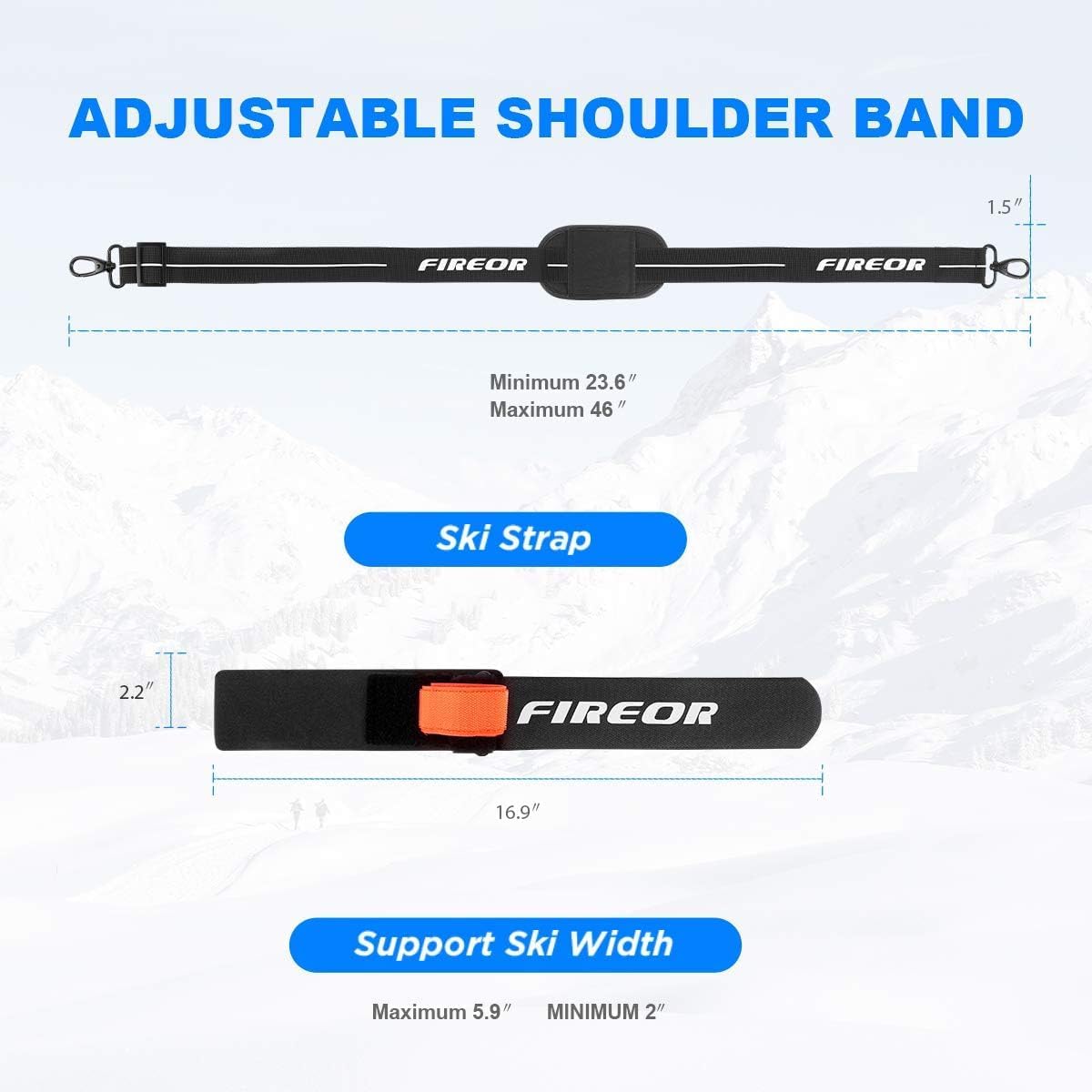 Ski Carrier Strap, Snowboard, Pole and Boot Carry Sling Band Kit Father's Day Gifts for Family Dad Men Women & Kids