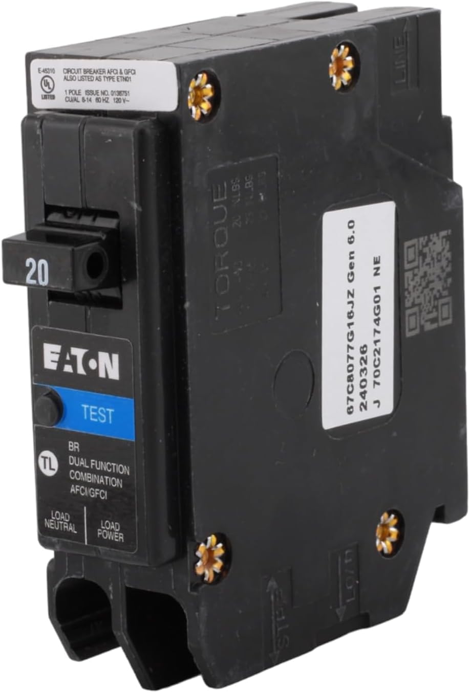 Cutler-Hammer Eaton All In One Breaker Plug On Neutral Arc FaultGround FaultOvercurrent Protection 20amp