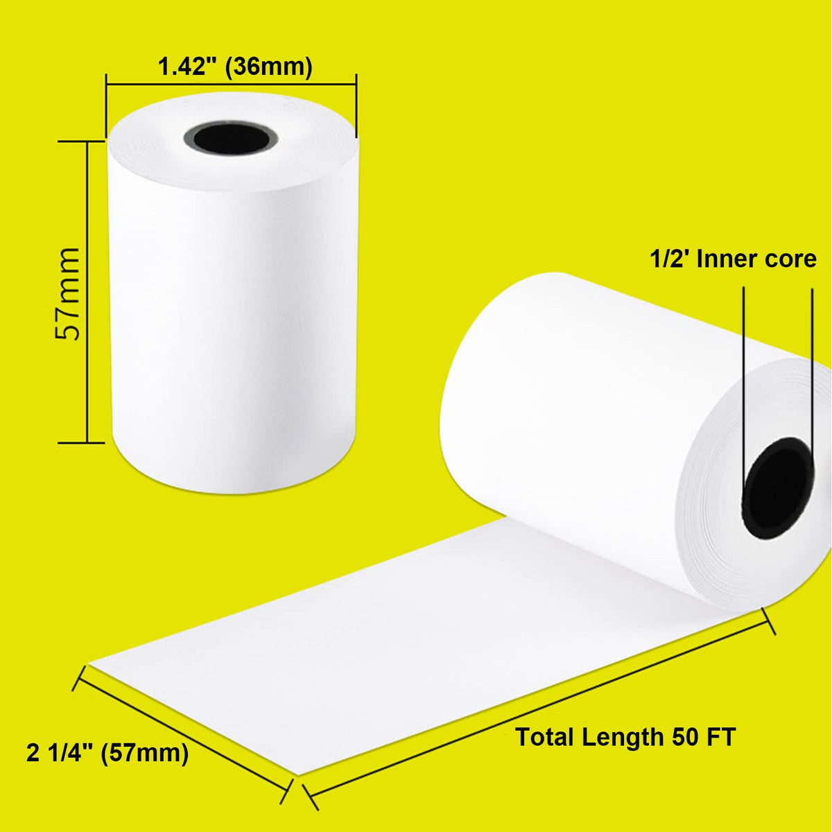2 1/4" x 50' Thermal Paper Receipt Paper Thermal Receipt Papers Rolls (800 Rolls)