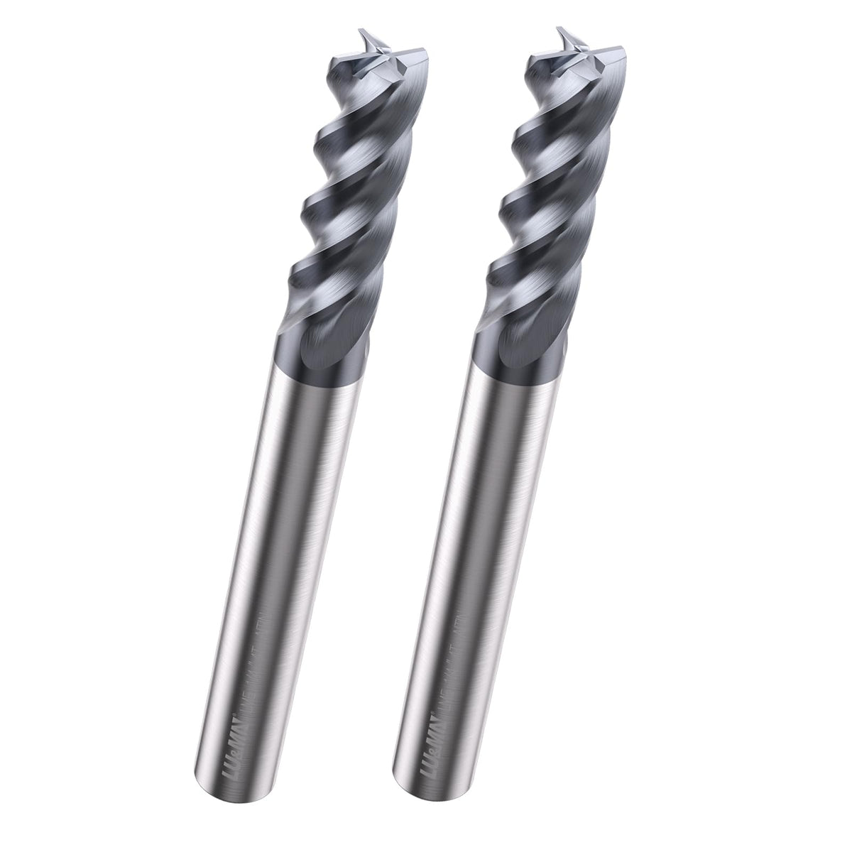 LU&MN Carbide Square End Mill, 4 Flute, 1/4", 2 Pieces