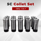 findmall 15Pcs 5C Collet Set, 1/8-1" Mill Collet Holder