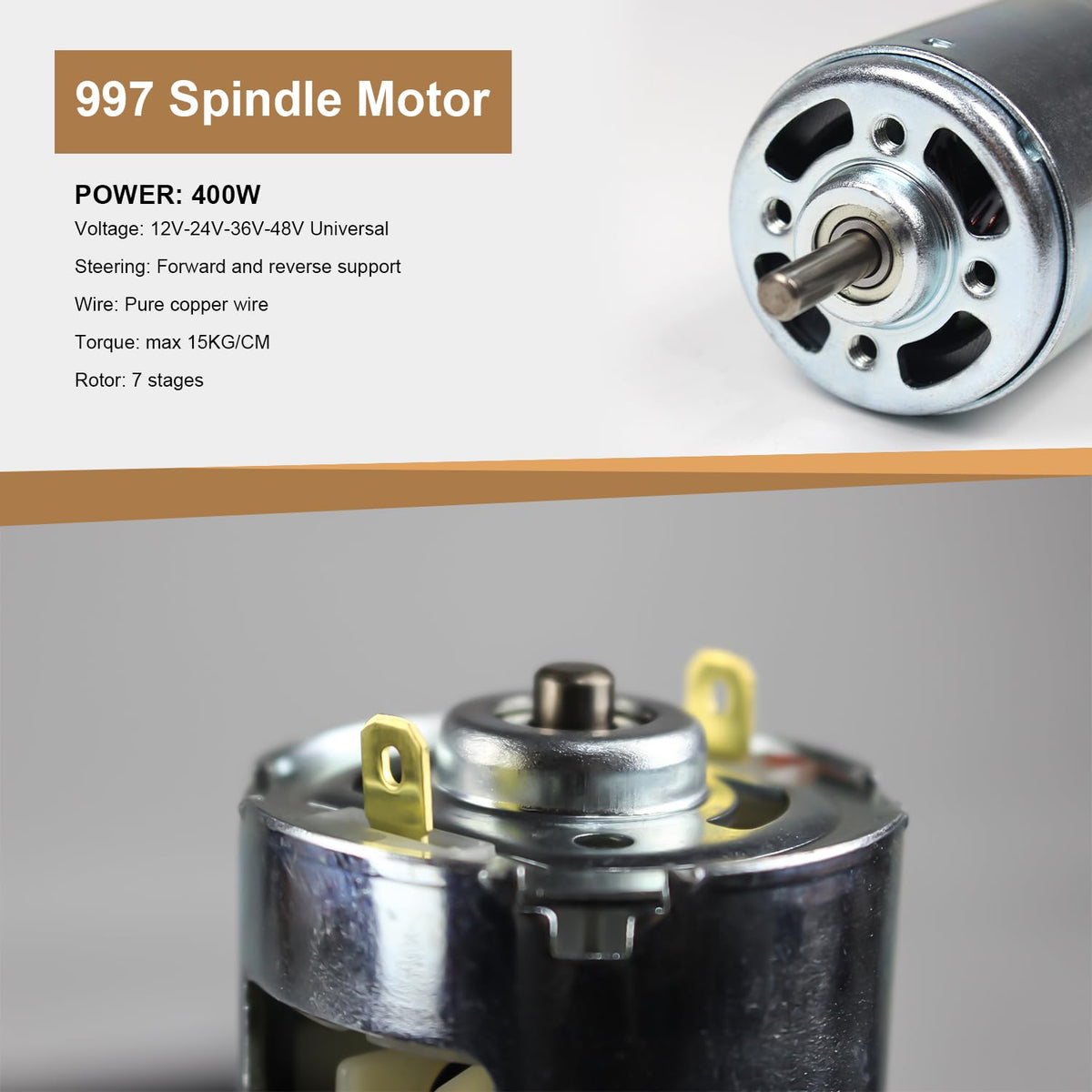 RATTMMOTOR DC Motor CNC 997 Spindle Motor 400W 12-48VDC 0.99N.m