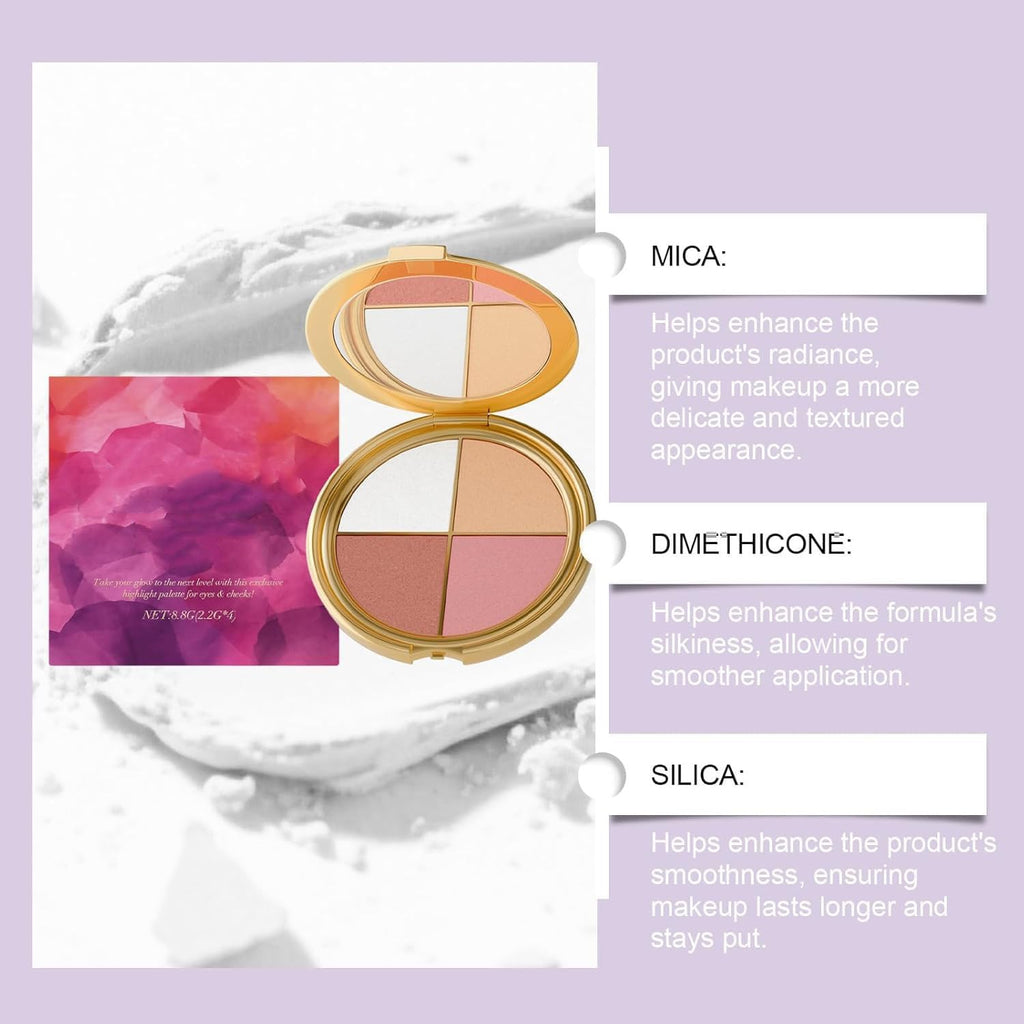 Eye & Cheek Palette - Eyeshadow and Highlighter Makeup, Makeup Palettes Contour Kit, Shimmer Glow Face Highlighter
