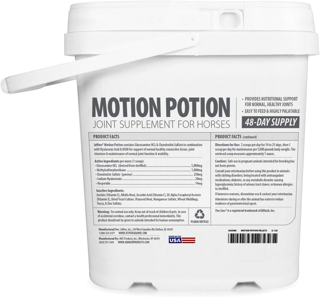 Motion Potion Horse Joint Supplement Pellets – Glucosamine HCL, MSM, Chondroitin, Hyaluronic Acid, Vitamin C & E