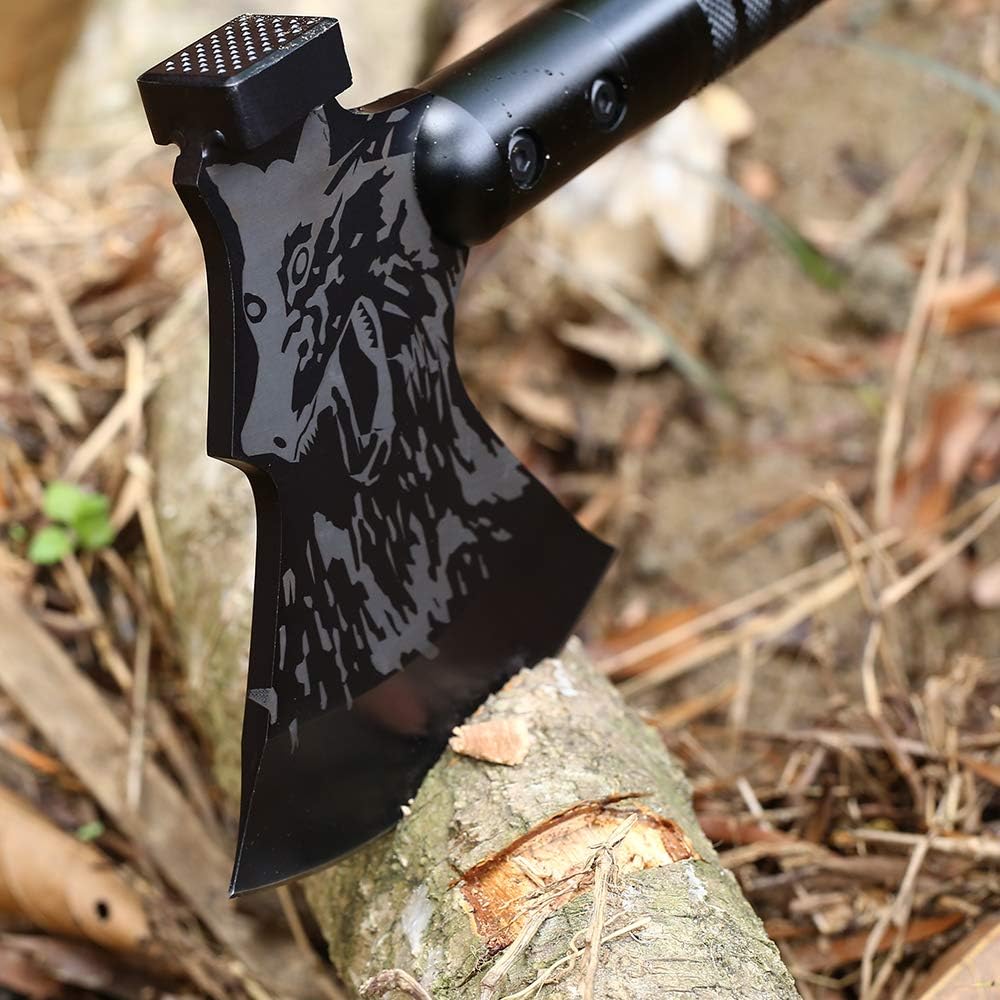 Survival Camping Axe, Folding Tactical Hatchet Axe for Outdoor | Multi-Functional Tactical Tomahawk with Hammer