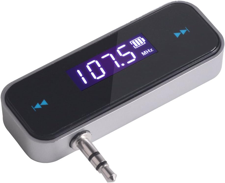 FM Transmitter Audio Adapter Car Kit, Wireless in-Car Radio Transmitter Built-in 3.5mm Aux Port for Cars iPhone 6s 5