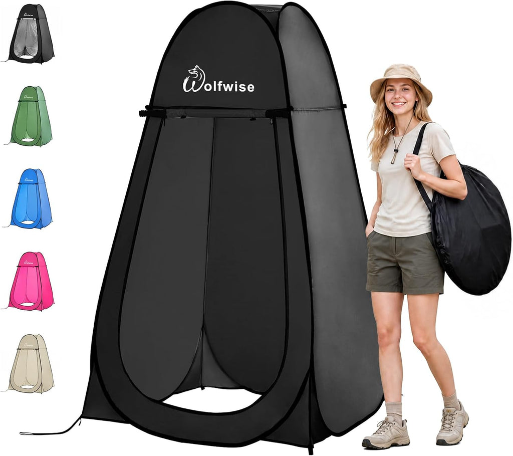 Pop Up Shower Tent for Camping Essentials, Compact & Lightweight | Portable Instant Changing Tent with Window & Carry