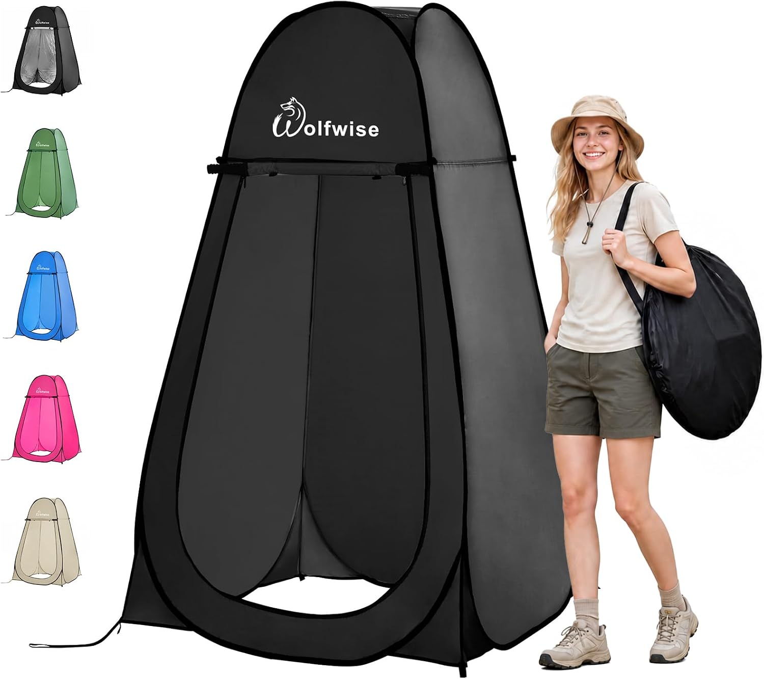 Pop Up Shower Tent for Camping Essentials, Compact & Lightweight | Portable Instant Changing Tent with Window & Carry