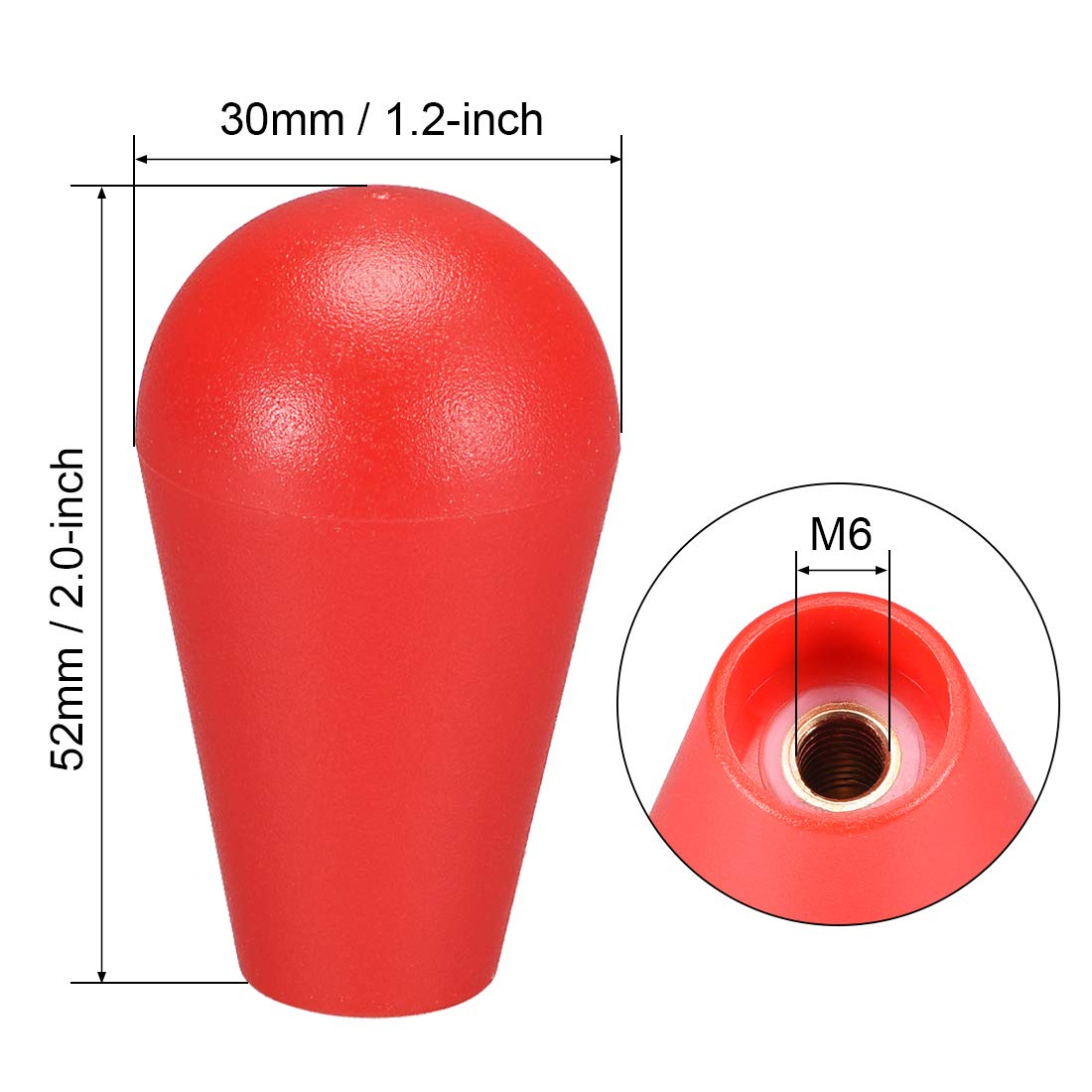 Ellipse Oval Joystick Head Rocker Ball Top Handle Arcade Game DIY Parts Replacement Red 2Pcs