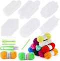60-Piece Mesh Plastic Canvas Kit - 6 Shapes, 3-Inch Clear Canvas, 12 Colors Acrylic Yarn and Tools for Embroidery