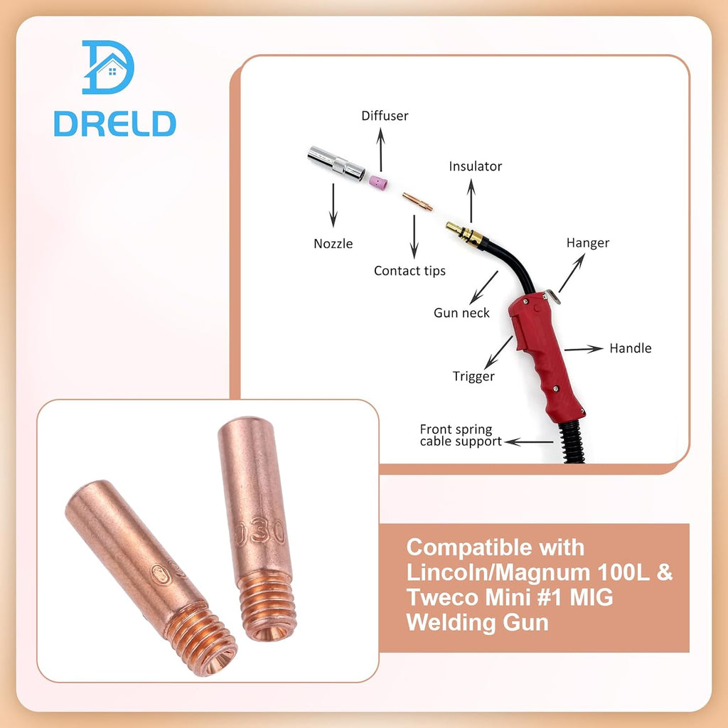 30Pcs Contact Tips for Mig Welding 11-30 0.030" Compatible with Lincoln