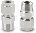 Yoebor 304 Stainless Steel Compression Adapter 4mm OD x 1/4" NPT Male 2pc