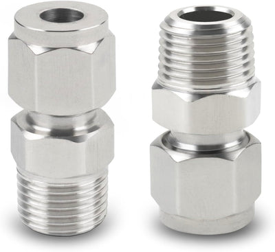 Yoebor 304 Stainless Steel Compression Adapter 4mm OD x 1/4" NPT Male 2pc