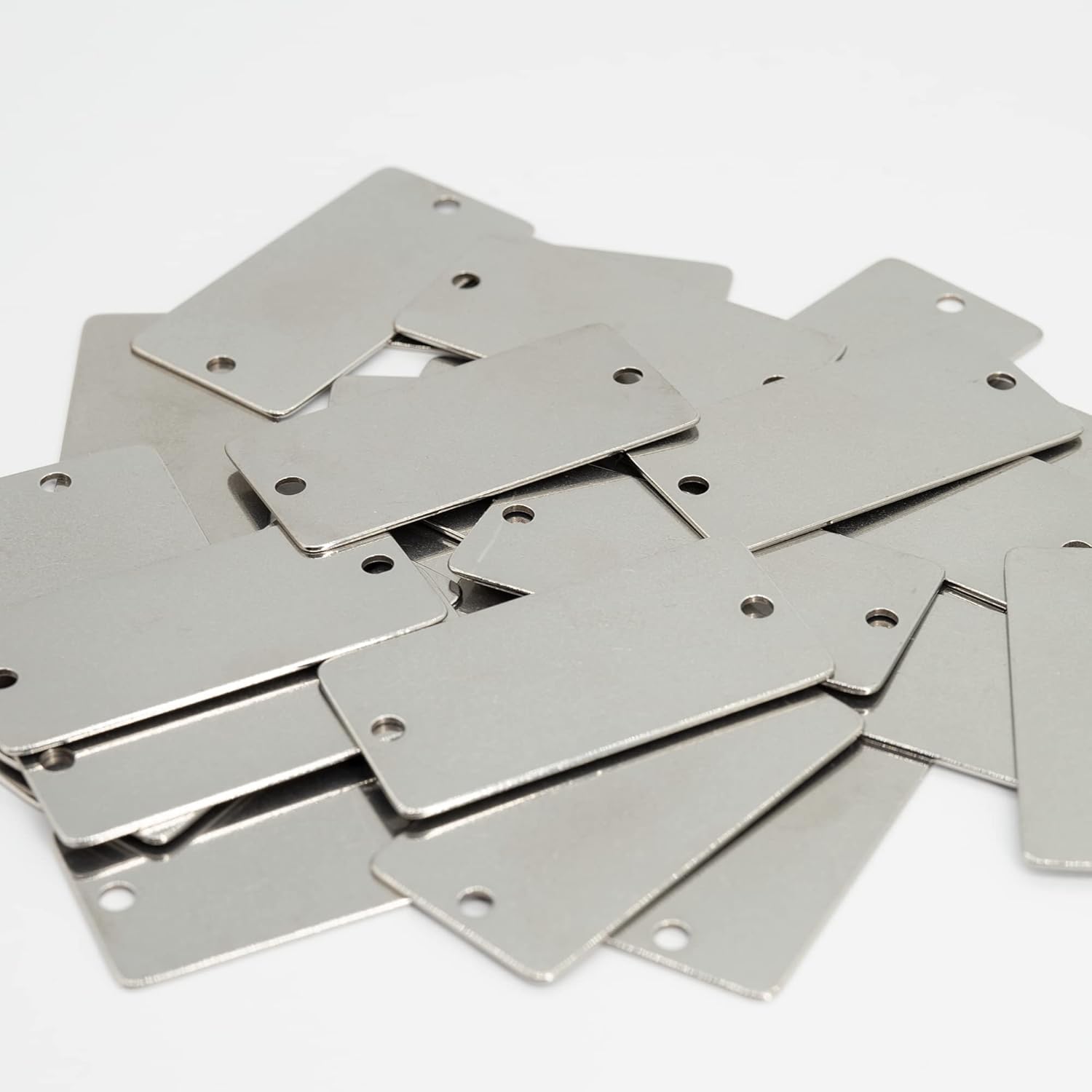 Metal Engraving Blanks Stamping Blanks Stainless Steel Rectangle Blank Tags with Two Holes 1 Inch x 2 Inch 50 Pack