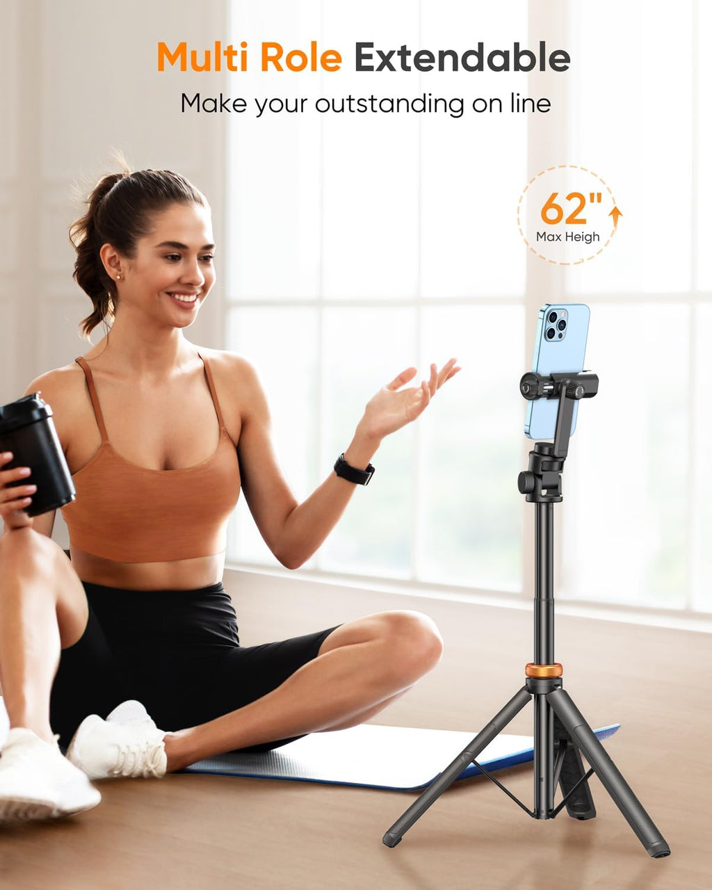62" Phone Tripod, Tripod for iPhone & Selfie Stick with Remote | Extendable Cell Phone Stand & Ultimate Phone Holder