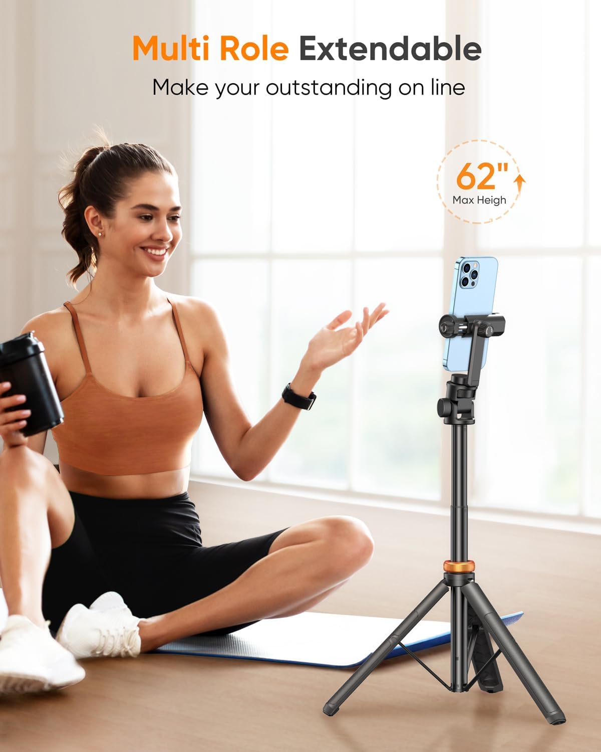62" Phone Tripod, Tripod for iPhone & Selfie Stick with Remote | Extendable Cell Phone Stand & Ultimate Phone Holder