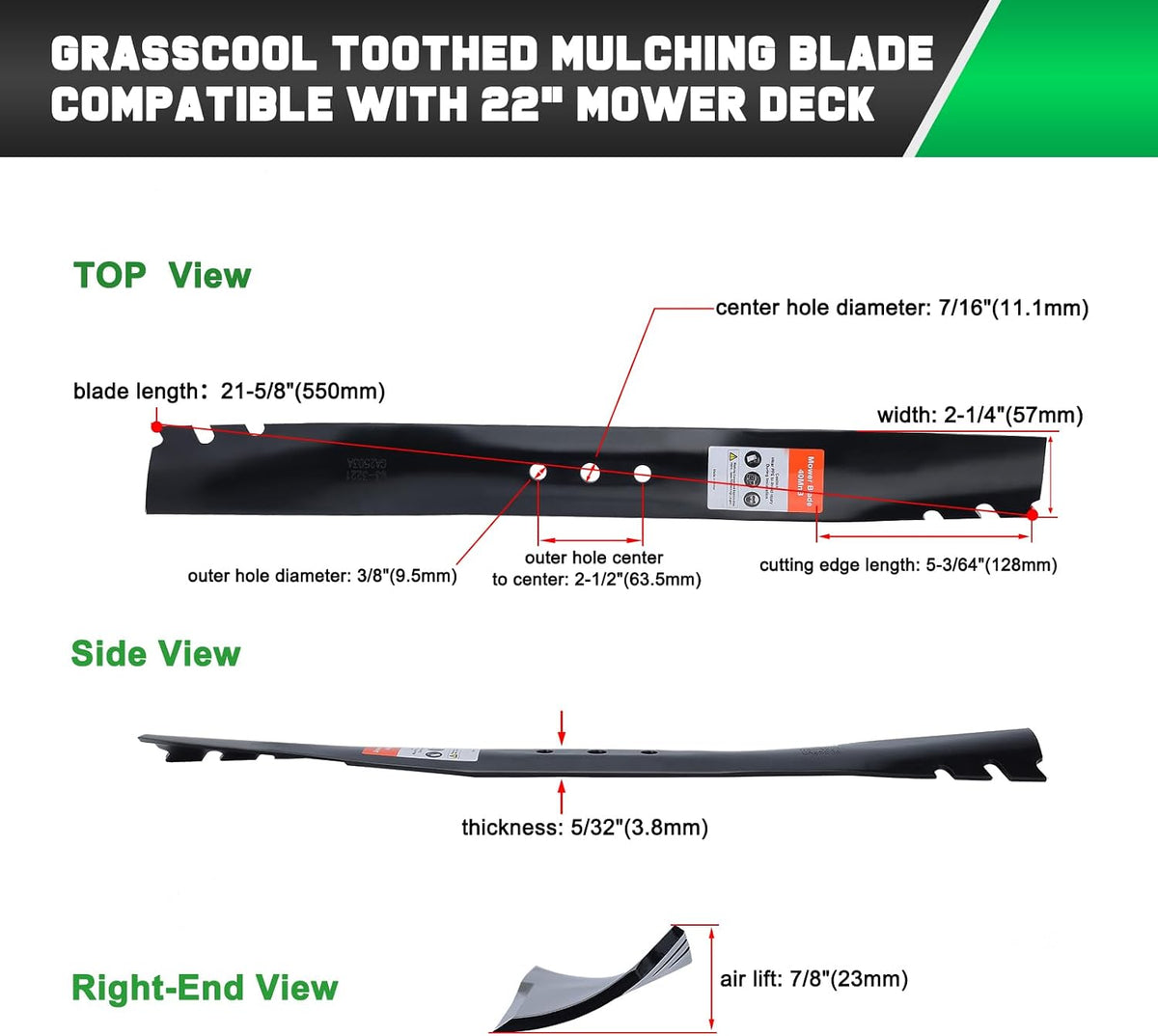 Grasscool Recycler 22 inch Toro Lawn Mower Mulching Blades Replacement