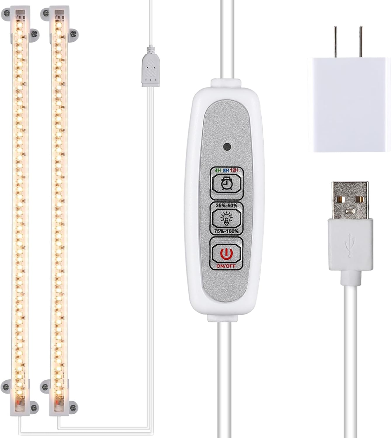 Grow Light Two Heads, Strip Growing Lamp, Full Spectrum Plant Light Strips for Indoor Plants with Auto ON/Off Timer &