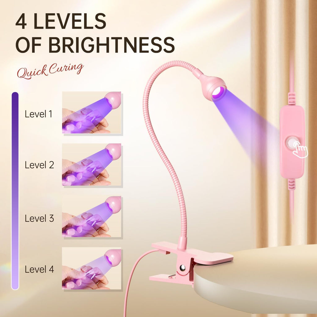 LED Nail Lamps Flexible Gooseneck Lamp Gel Polish Curing Light Pink | Quicky Dry Nail Manicure Dryer Plug Play