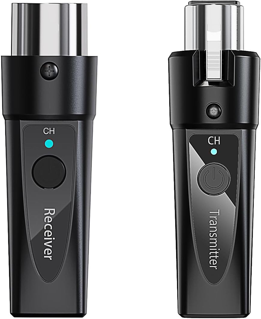 Wireless XLR Microphone System 1 Transmitter & 1 Receiver 2.4 GHz Digital Wireless Mic Kit for Dynamic & Condenser