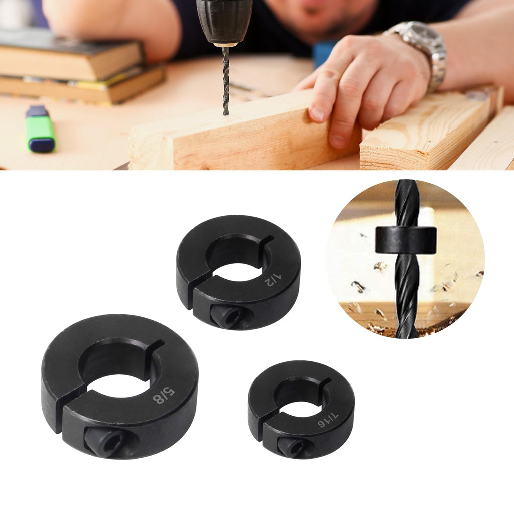 Nalegtocw Drill Bit Stop Collar Set,Split Ring Drill Bit Depth Stop