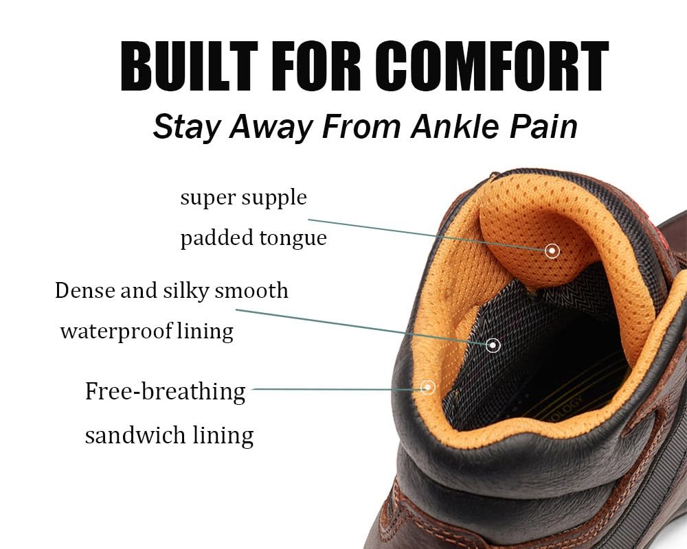 Men's 6 Inch Soft/Steel Toe Waterproof leather Work Boots