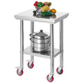 Stainless Steel Table, 24 x 18 Inches Food Prep Worktable with Wheels, Kitchen Prep Table with Adjustable Undershelf