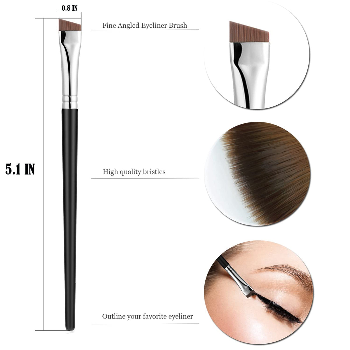 Fine Angled Eyeliner Brush, JASSINS Ultra thin EyeLiner Brushes Set(3PCS)