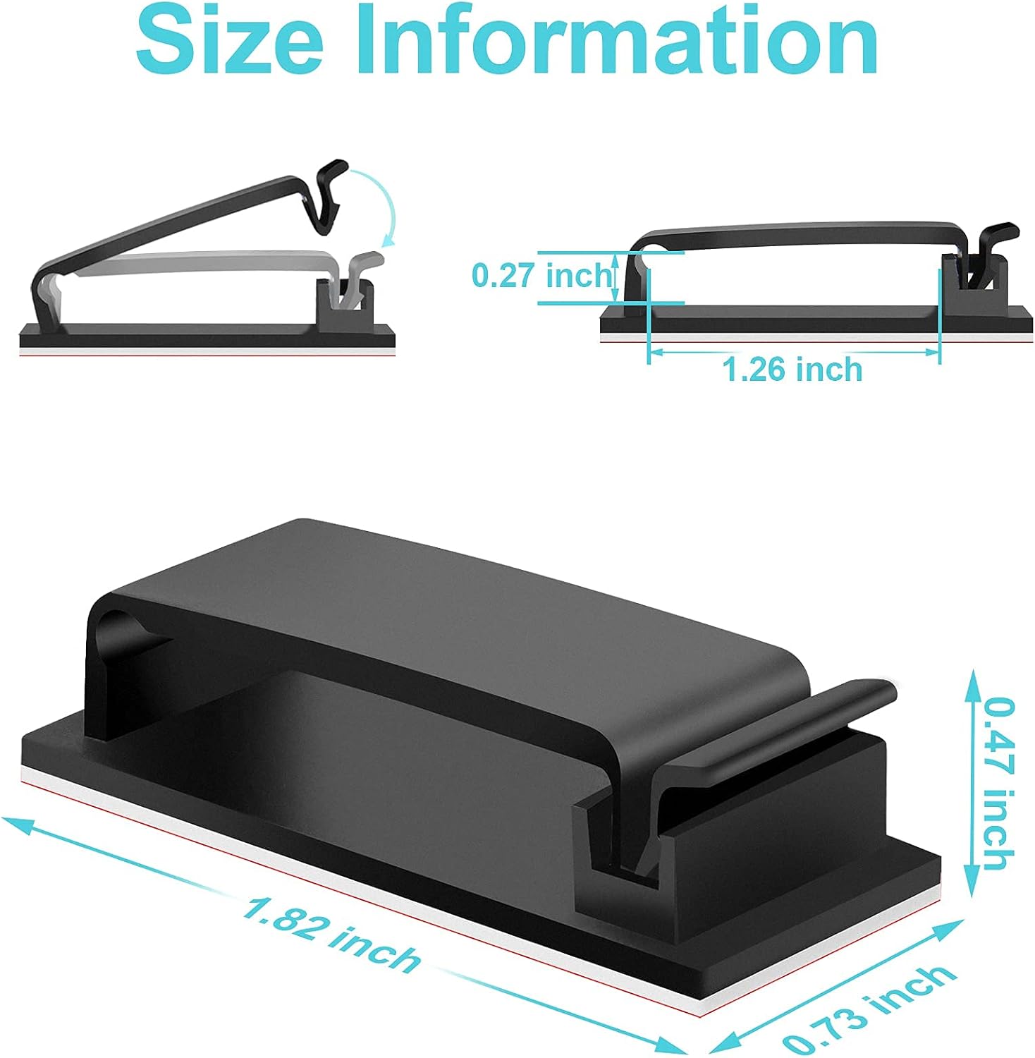 Cable Management Clips, Large Cord Clips for Under Desk Wire Management, Adhesive Organizer Multiple Cord