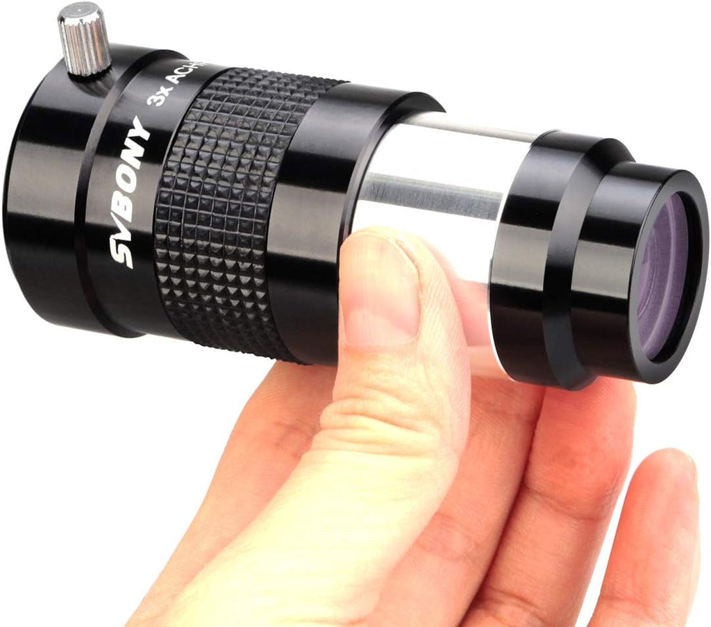 3X Barlow Lens, Fully-Multi Coated Achromatic, 1.25" Telescope Lens | Rubber Grip Ring, Metal Material, Crisp and