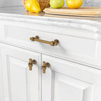 10 Pack Antique Brass Cabinet Knobs 1.46 Inch(37mm) Single Hole Cabinet Handles Rectangle Drawer Knobs and Pulls for