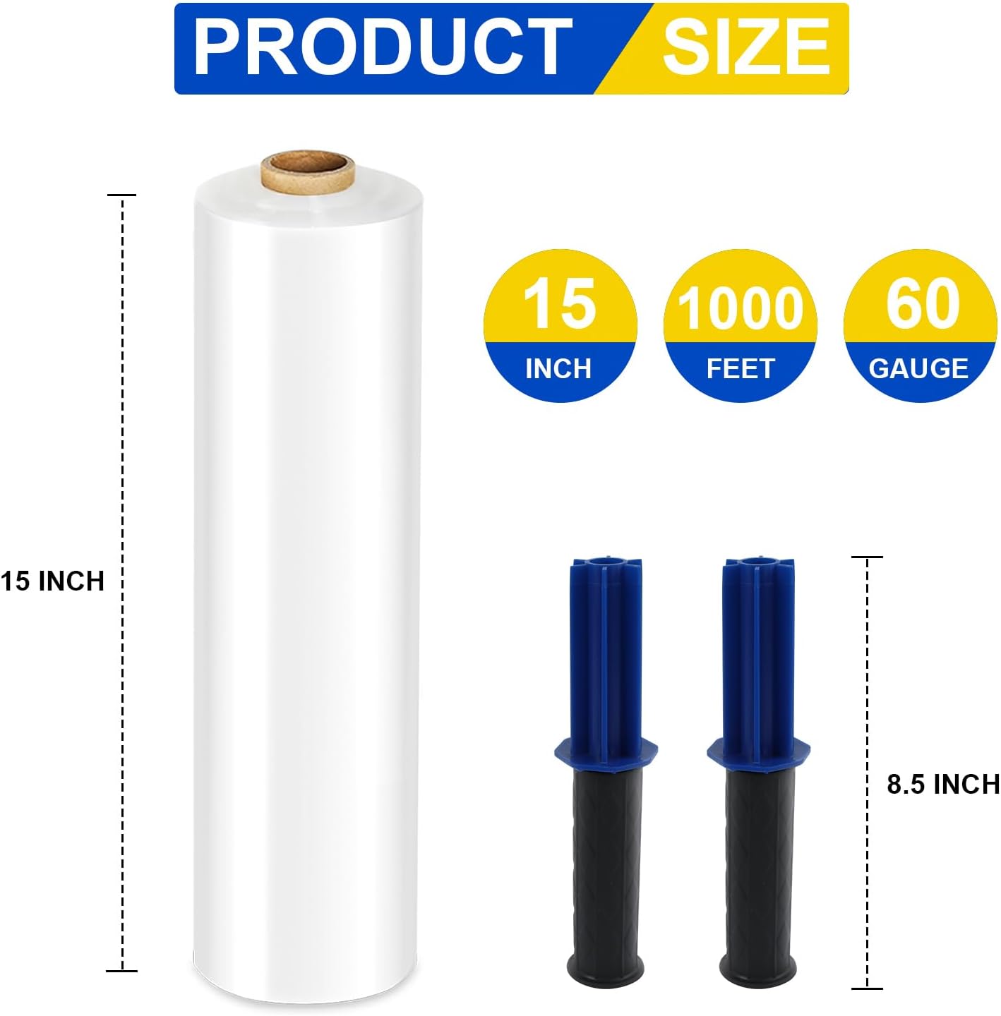 Stretch Film, RAZCC Stretch Wrap Industrial Strength, Shrink Wrap for Pallet Wrap, Heavy Duty Clear Plastic Wrap with